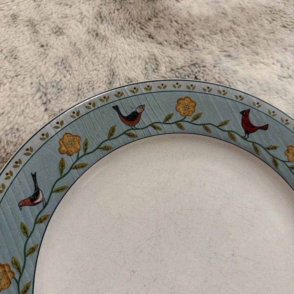 Vintage '2000 Warren Kimble BIRD HOUSE 10.5in Stoneware Dinner Plate